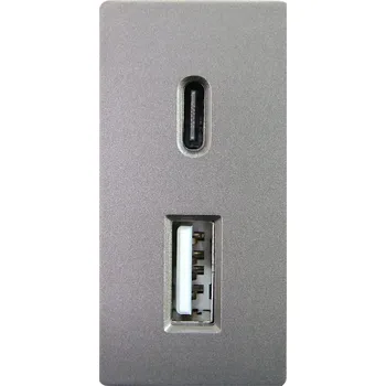 Elektrická zásuvka USB zásuvka do zdi MIUUN šedá