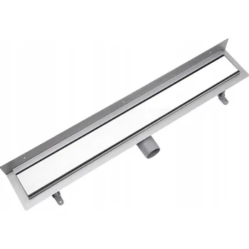 Nástěnný Lineární odtok VOGI s roštem SKLO BÍLÉ 70 cm, nízký sifon fi 50