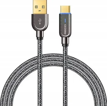 Datový kabel Kabel Recci USB-C - Apple Lightning 1 m černý