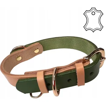 Obojek pro psa OBROŻA pro psa z přírodní kůže Loopy ZELENÁ M