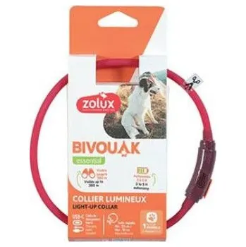 Obojek pro psa Obojek LED malý BIVOUAK 20-40cm USB červená Zolux
