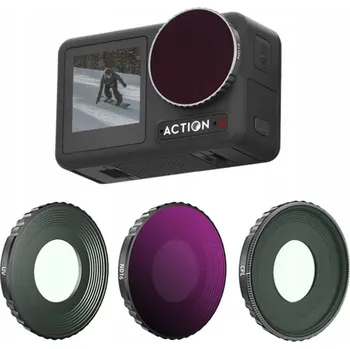 Sada 3 filtrů pro DJI Osmo Action 4: 3X Filtr Polaryzacyjny CPL + UV + Szary ND16