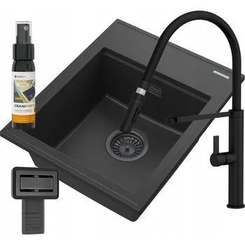 Granitový dřez Jednokomorový granitový dřez Granitan ALOR, černý