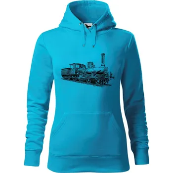 Dámská mikina Mikina - Parní lokomotiva 252.008 Barva: Modrá - tyrkysová (44), Velikost: XXL, Střih: Dámské