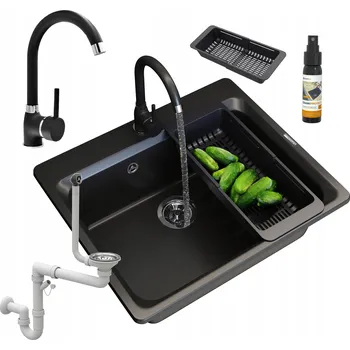 Granitový dřez Jednokomorový granitový dřez Granitan ZANTE, černý