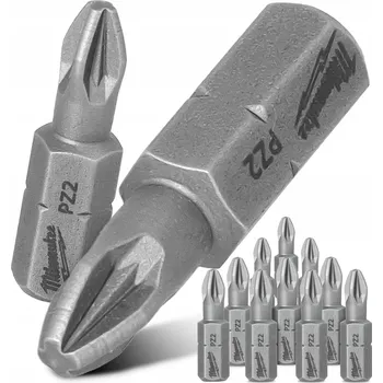 Bit 10x BIT MILWAUKEE Šroubovací bity PZ2 25 mm Magnetický hrot POZIDRIV KRÁTKÝ