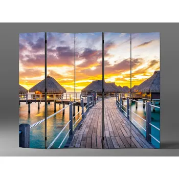 Paraván Paraván chatky na moři Rozměr: 225 x 180 cm