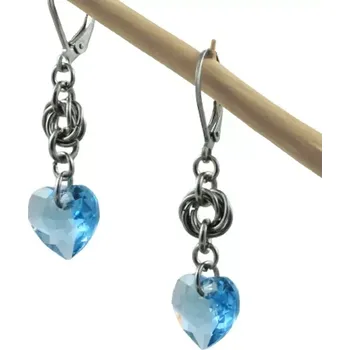 Náušnice Náušnice Swarovski srdíčka modrá s kroužky