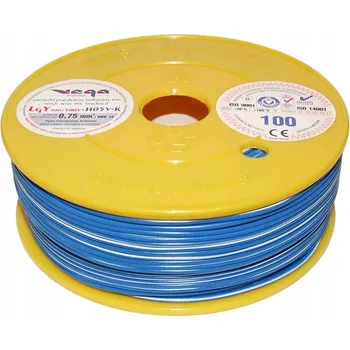 elektrický kabel Vodič LGY/H05V-K 0,75 mm2 100 m Modro-Bílý