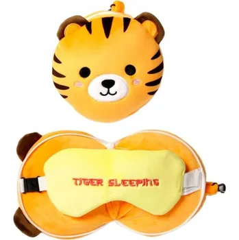 plyšák Plyšový cestovní polštář a potápěčské brýle na oči - Tygr