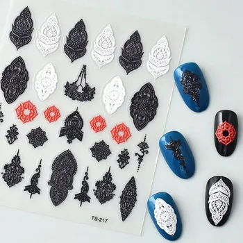 Samolepicí Vypouklé 3D Samolepky na Nehty Vzory ORNAMENT KRAJKA