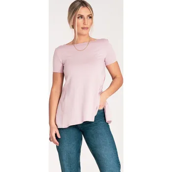 Oblečení a móda Světle růžová dámská halenka zakončená volánem M1051 pink Velikost: L