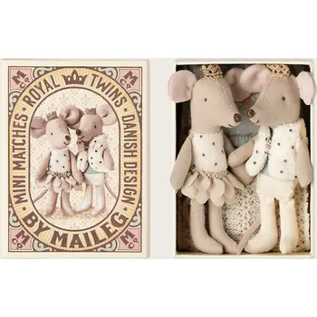 plyšák Maileg Myšky královská dvojčata, růžová - Sestřička a bratr v krabici