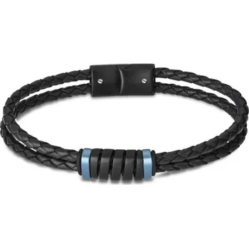 Náramek Pánský kožený nárameks ocelovou spirálou černý | Snadné zapínání | Ověřeno 1000+ zákazníky | Náramek pro může | Pánské šperky | ROMERO chirurgická ocel, kůže