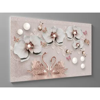 Obraz Obraz abstrakce labutí a květů Rozměr: 60 x 40 cm