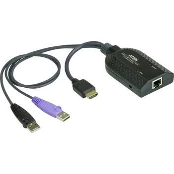Elektrická zásuvka ATEN KVM adaptér [2x USB 2.0 zástrčka A, HDMI zástrčka - 1x RJ45 zásuvka] 0.20 m černá