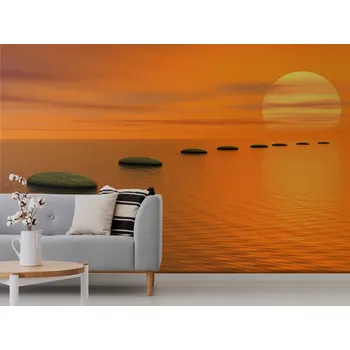 Tapeta Tapeta kameny v moři a západ slunce