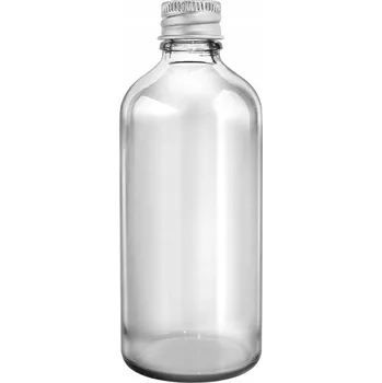 Láhev SKLENĚNÁ LÁHEV 100ml PRŮHLEDNÁ S HLINÍKOVÝM VÍČKEM