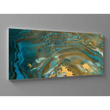 Obraz XXL obraz modrozlatá abstrakce Rozměr: 200 x 100 cm