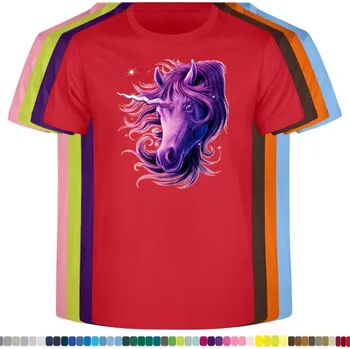 Dívčí oblečení levne-detske-bavlnene-tricko-potisk-fialovy-jednorozec Barva: Red - červená, velikost: 128