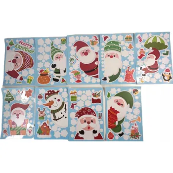 Vánoční dekorace VÁNOČNÍ NÁLEPKY OZDOBY OKNO SKLO MIX VZORŮ Mikuláš SNĚHULÁK SNÍH