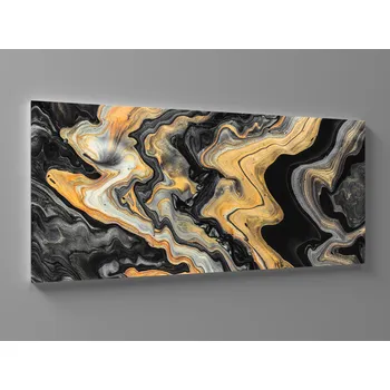 Obraz XXL obraz černozlatá abstrakce Rozměr: 200 x 100 cm