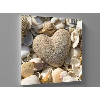 Obraz Obraz kamenné srdce a mušle Rozměr: 40 x 40 cm