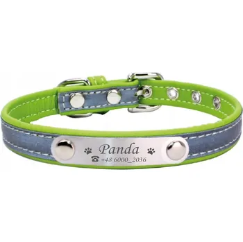 Obojek pro psa REFLEXNÍ OBOJEK SE JMÉNEM, IDENTIFIKÁTOREM A GRAVÍROVÁNÍM PRO PSA ZELENÝ XS