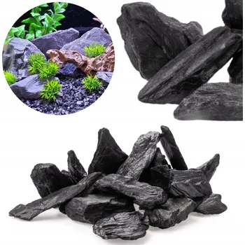 Dekorace do akvária Černá břidlice do akvária - dřevitý kámen 1 kg