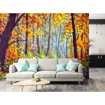 Tapeta Tapeta malba barevný podzimní les