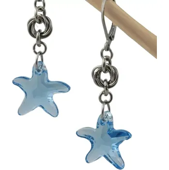 Náušnice Náušnice Swarovski hvězdice modré s kroužky