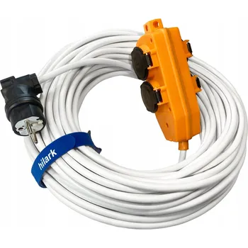 Napájecí kabel Prodlužovací Kabel lištový zahradní Hilark 50 m 4 ks zásuvek, bílý