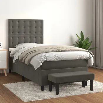 Ložnice vidaXL Box spring postel s matrací 80 x 200 cm samet [3138050] Barva: Tmavě šedá
