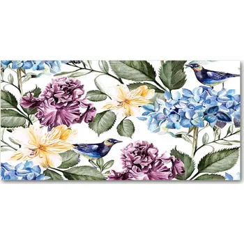Obraz Kuchyňský panel Květiny a ptáci 120x60 cm + LEPIDLO