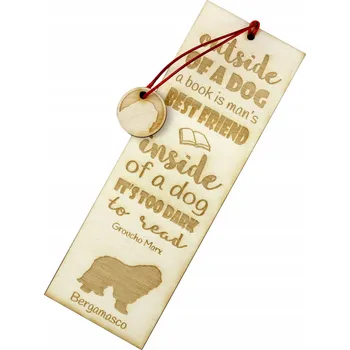 Doplněk ke knize Bergamasco gravírovaná záložka do knihy se psem, jméno psa