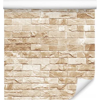 Fototapeta Omyvatelná tapeta do ložnice Béžová CIHLA 3D efekt