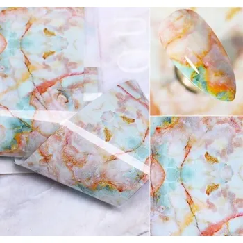 Přenosová Fólie na nehty TYRKYSOVÁ MĚDĚNÁ MRAMOROVÁ