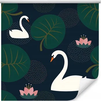 Fototapeta Tapeta do dětského pokoje LABUTĚ a lekníny