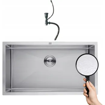 Granitový dřez Jednokomorový dřez ANW Dřez ocel stříbrný