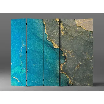 Paraván Paraván modrá abstrakce se zlatem Rozměr: 225 x 180 cm