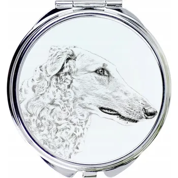 Kosmetické zrcátko Kompaktní kapesní zrcátko s ruským chrtem barzoj - fotografie psa