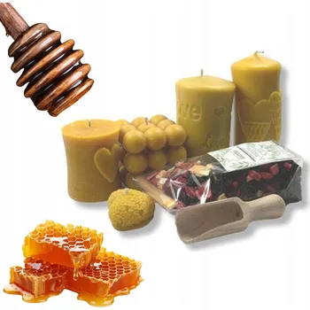 Svíčka Dekorativní svíčka z včelího vosku, přírodní Miód i Bursztyn, 6 ks