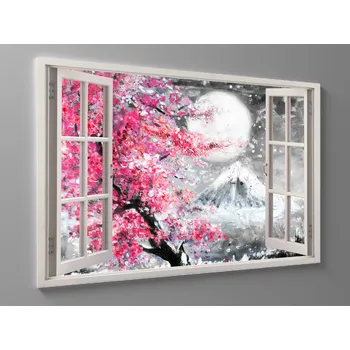 Obraz Obraz okno malba sakury japonsko Rozměr: 40 x 25 cm