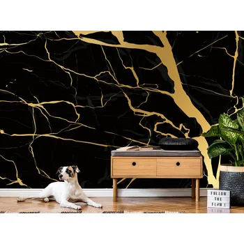 Tapeta Tapeta černozlatá abstrakce mramoru