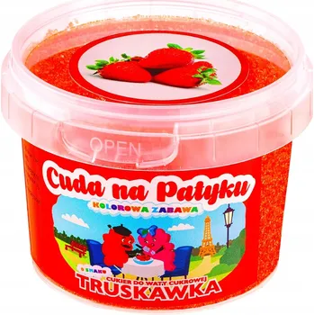 Výrobník cukrové vaty Stroj na výrobu cukrové vaty Cuda na Patyku Jahodový Cukr na cukrovou vatu 100g kbelík S červený 1 W