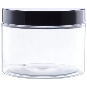 Sklenice SKLENICE NÁDOBA 500ML PET S ČERNÝM VÍČKEM na těstoviny koření vločky