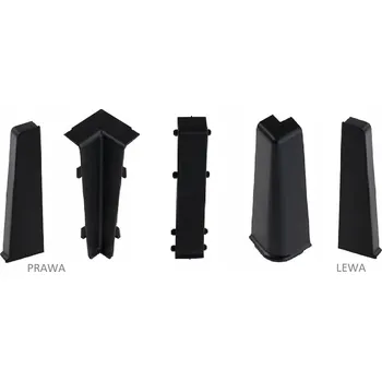 Podlahová lišta Spojka, vnitřní roh, vnější roh, levá koncovka, pravá koncovka Cezar PVC 23 x 75, délka 4 cm, černá