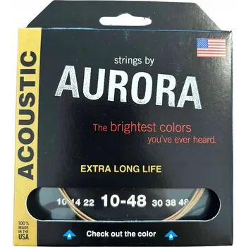 Strunný nástroj Struny pro akustickou kytaru Aurora Premium Clearcoat 10-48 Light Průhledné