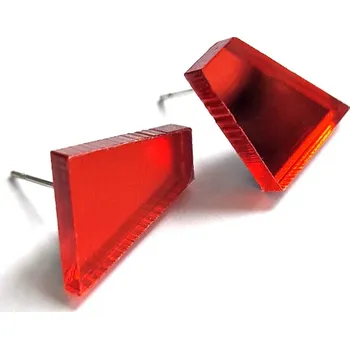 Náušnice SKEWED mirror red náušnice červené/stříbrné plexi