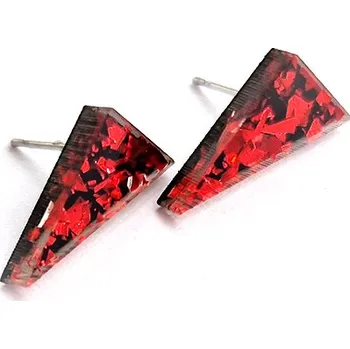 Náušnice RED PASSION triangle náušnice červené třpytivé